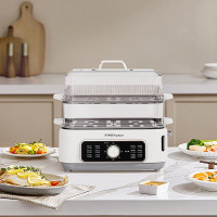 荣事达(Royalstar)电蒸锅304不锈钢蒸盘双层大容量透明可视蒸锅旋钮定时24H智能预约21L RS-ZG15Y1