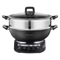 [34cm 单笼 铸铁锅]荣事达(Royalstar)铸铁一体式电炒锅电火锅多用锅电蒸锅RS-FT34单蒸笼