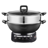 [36cm 单笼 保温 铸铁锅]荣事达(Royalstar)电炒锅铸铁一体式多用锅RS-FT36单笼