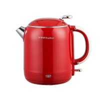 (无缝内胆+自动保温)荣事达复古电热水壶304不锈钢可拆卸壶盖差旅办公家用 RS-KT1078默认红色可备注发白色