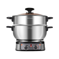 [32cm+精准定时免看管+双旋钮+多档调温+保温]荣事达304不锈钢一体式多用锅RDG-ZH32GB6S单笼