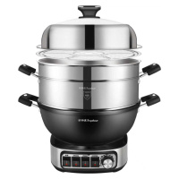 (线下款+38cm+一笼双屉+定时+保温 +加深锅体)荣事达铸铁多用锅定时免看管 四档开关 RDG-BY38T2钢笼