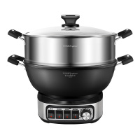 (34CM+定时+保温+单笼+加深锅体)荣事达铸铁金刚王一体式真不锈定时多用锅RDG-BY34T单笼