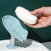 荷叶灵感家用宿舍免打孔吸盘立式皂盒卫生间沥水洗衣皂盒置物架