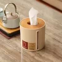 家用桌面纸巾盒创意侧抽竹木纸巾盒卷纸盒圆形卷纸收纳盒抽纸盒子