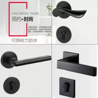 美式门锁分体锁黑色简约室内卧室门锁实木门房间门锁通用锁具