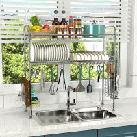 不锈钢碗碟架沥水架水槽置物架多功能厨房单层双层碗碟餐具收纳架