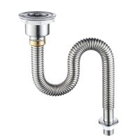 下水管不锈钢耐高温防臭防鼠咬水槽下水器排水管洗菜双盆不锈钢