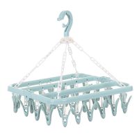 衣架塑料袜夹晒衣架防风多夹子折叠衣架子晾晒裤袜挂衣架衣撑加厚