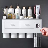免打孔牙刷置物架创意牙刷杯子收纳架壁挂式牙刷架套装挤牙膏