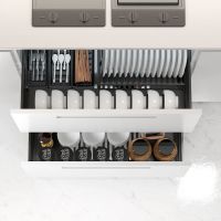 纳米黑厨房拉篮304不锈钢抽屉式双层调味料橱柜收纳碗碟架