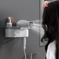 双庆免打孔吹风机架卫生间置物架电吹风架子浴室收纳风筒架壁挂式