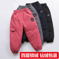 儿童羽绒裤男童女童2022秋冬加厚中大童工装裤子