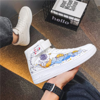 述雅男鞋秋季韩版潮流板鞋休闲青少年动漫联名高帮小白潮鞋