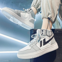 述雅男鞋2021新款秋季高帮运动小白板鞋初中学生内增高潮鞋