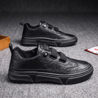 述雅秋季男鞋懒人一脚蹬潮鞋百搭休闲皮鞋厨师防水防滑厨房工作平板鞋