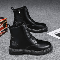 述雅马丁靴男秋季韩版潮流机车骑士工装靴复古英伦风高帮皮靴休闲潮鞋