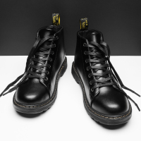 述雅秋冬季马丁靴男英伦风防水皮靴男士高帮休闲工装短靴黑色机车潮靴