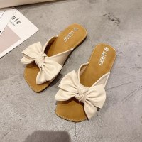 述雅桔宿凉拖鞋女外穿夏季仙女风蝴蝶结2021年新款韩版百搭软底一字拖