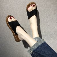 述雅桔宿2021新款夏季外穿时尚百搭一字拖女平底拖鞋沙滩鞋罗马网红凉拖鞋