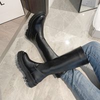 述雅桔宿小个子长靴女不过膝2021新款高筒骑士靴秋季薄款镂空网靴瘦瘦靴子