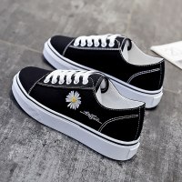 述雅桔宿2021年秋季帆布鞋女鞋黑色小雏菊韩版百搭布鞋新款休闲板鞋子