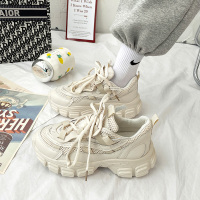 述雅桔宿白色运动鞋女秋2021年秋季新款百搭学生潮ins显脚小老爹鞋女杏色