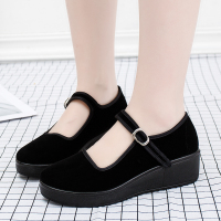 述雅桔宿新款老北京布鞋女士工作单鞋平底坡跟女鞋舒适妈妈鞋松糕底舞蹈鞋