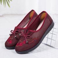 述雅槿岸老北京布鞋女春夏网布奶奶鞋镂空透气软底老年老太太鞋