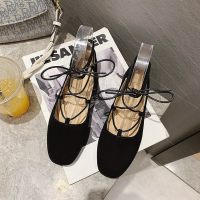 述雅仙女风芭蕾舞鞋女软底鞋2021春季新款百搭舒适时尚脚环绑带平底鞋