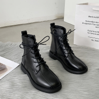 述雅槿岸网红瘦瘦靴女春秋短靴2021年秋季新款女靴百搭英伦风显脚小马丁靴