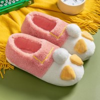 述雅槿岸棉拖鞋女可爱包跟秋冬室内家用卡通带后跟月子保暖毛绒棉鞋男冬天