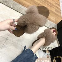 述雅槿岸毛毛拖鞋女外穿2021新款兔毛ins潮鞋夏季家用家居棉拖鞋子秋冬季