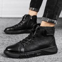 述雅沈然2021雪地靴男款冬季加绒马丁靴男面包男鞋加厚保暖东北大棉鞋子