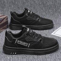 述雅沈然冬季男鞋子2021新款黑色休闲板鞋男士一脚蹬工作皮鞋百搭潮鞋