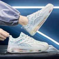 述雅沈然男鞋春季潮流百搭网面透气运动休闲全掌气垫增高黑色老爹