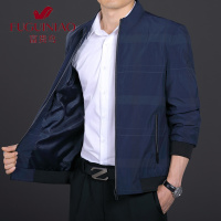 富贵鸟(FUGUINIAO)2021夹克男中老年爸爸装立领商务休闲加大码春秋季宽松外套外穿