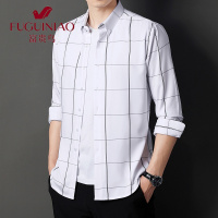 富贵鸟（FUGUINIAO）格子衬衫男士长袖2021新款韩版潮流帅气衬衣