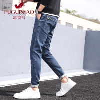 富贵鸟(FUGUINIAO)秋冬季新款男士牛仔裤青年修身小脚弹力休闲男士长裤韩版潮流潮男