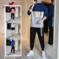 富贵鸟(FUGUINIAO)男士卫衣套装韩版潮流2021春秋季青少年休闲运动潮牌男装一套搭配