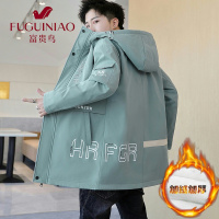 富贵鸟(FUGUINIAO)加绒加厚棉衣男工装简约外套冬季新款休闲夹克棉服学生男潮