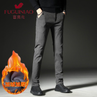 富贵鸟(FUGUINIAO)秋冬款中年男士休闲裤宽松直筒爸爸装商务西裤加绒加厚男裤子