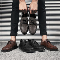 苏芈男鞋秋季2021新款潮流百搭休闲板鞋男士英伦小皮鞋工装布洛克潮鞋