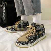 苏芈帆布男鞋秋季潮流百搭学生腰果花布鞋男士运动休闲板鞋子高帮潮鞋