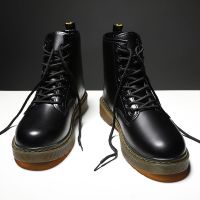 苏芈马丁靴男鞋秋季高帮英伦风工装黑色机车皮靴男士防水中帮ins潮鞋