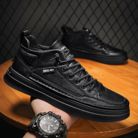 苏芈男鞋秋季2021新款男士运动休闲皮鞋防水防滑黑色厨房工作板鞋潮鞋