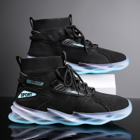 苏芈秋季高帮鞋男潮流夏季飞织运动跑步减震袜子中帮刀锋篮球潮鞋增高