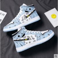 苏芈高帮鞋男韩版百搭板鞋秋季篮球潮鞋初中生潮流运动涂鸦