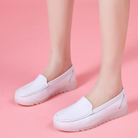 苏芈护士鞋女软底2021秋季新款韩版白色平底坡跟透气休闲单鞋女