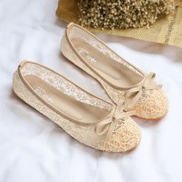 苏芈夏季老北京布鞋女透气单鞋蕾丝镂空软底女鞋平底豆豆鞋孕妇鞋鞋子